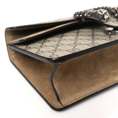 Gucci GG Supreme Monogram Suede Crystal Small Dionysus Shoulder Bag Beige Ebony Taupe 9 of 10