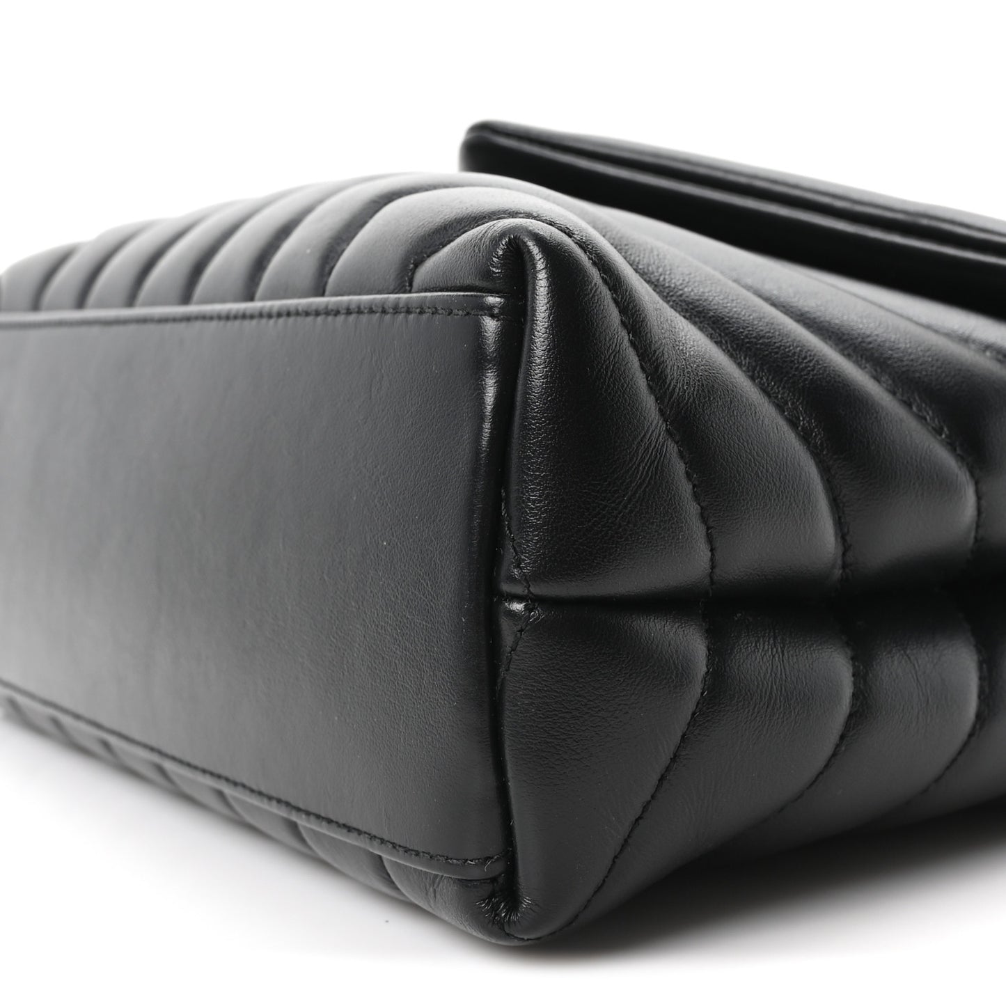 Calfskin Y Quilted Monogram Small Loulou Chain Satchel Black Black