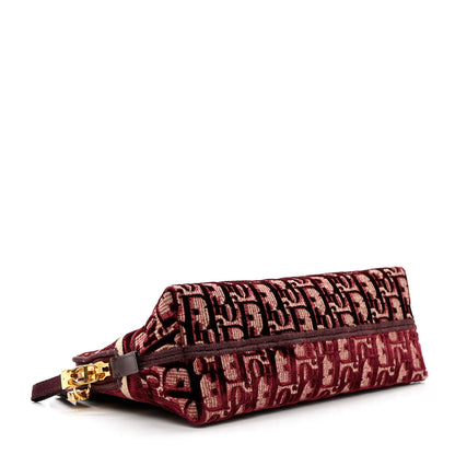 Christian Dior Velvet Oblique Cosmetic Pouch Burgundy 3 of 6