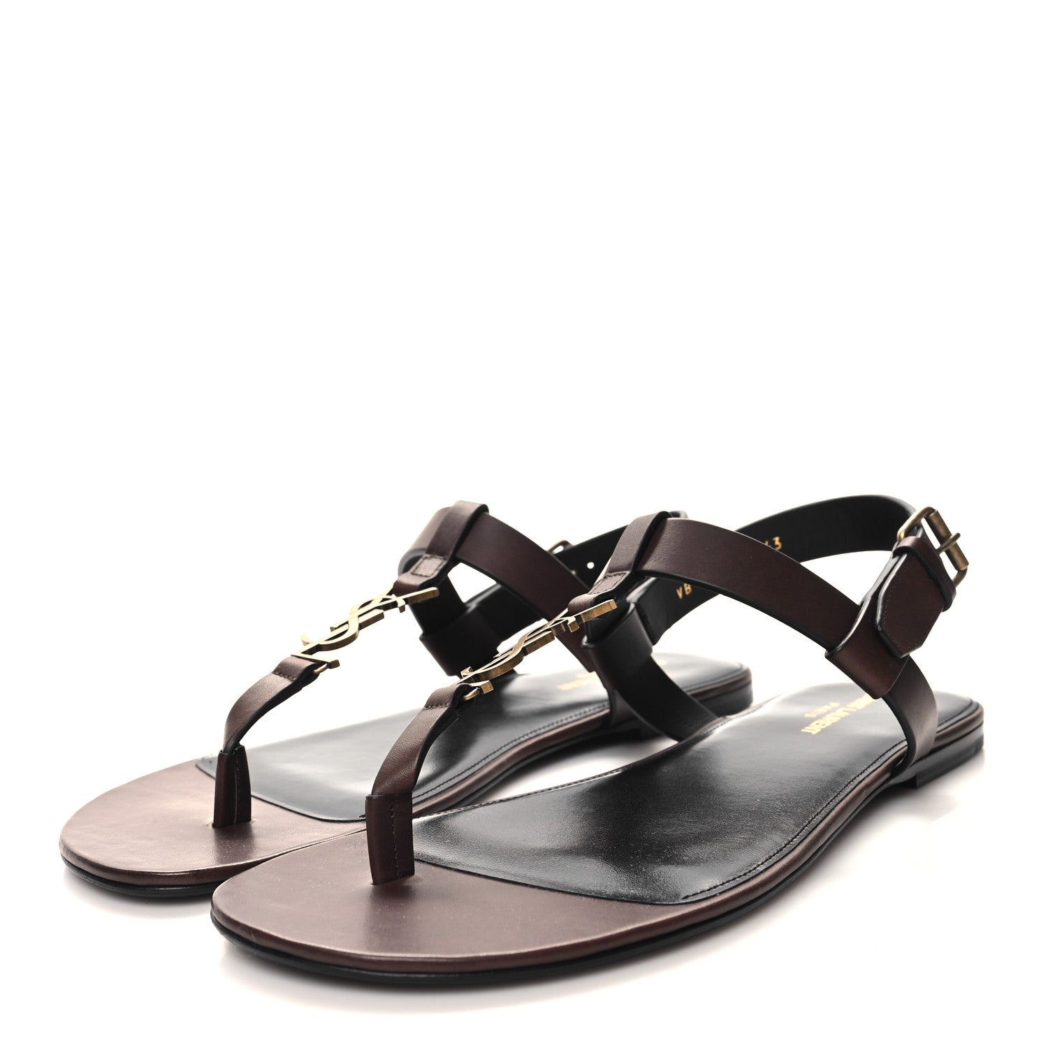 Saint Laurent Calfskin Mens Cassandra Monogram Sandals 43 Moro 3 of 9