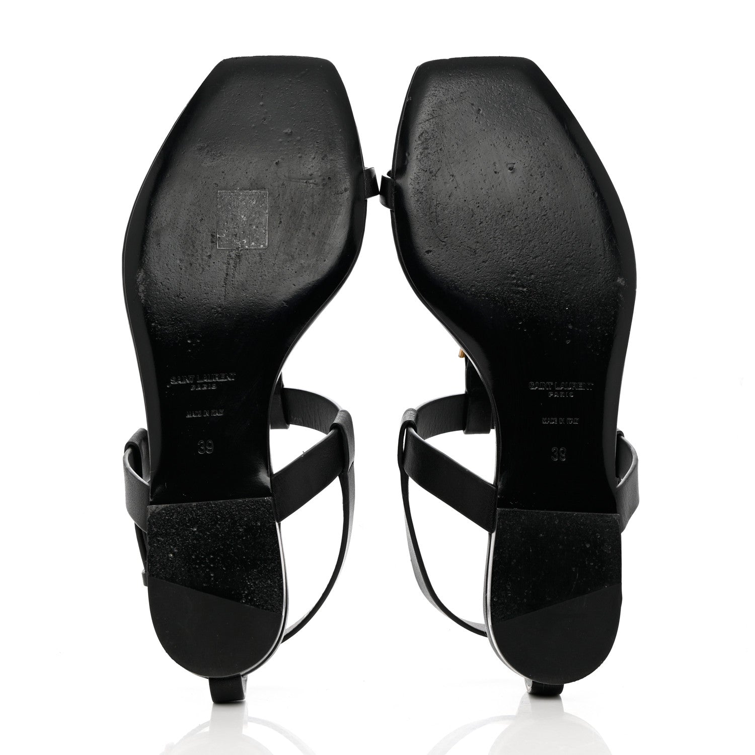 Saint Laurent Calfskin Cassandra Monogram Sandals 39 Black 5 of 12