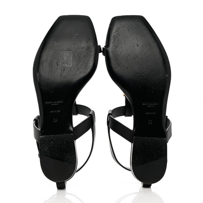 Saint Laurent Calfskin Cassandra Monogram Sandals 39 Black 5 of 12