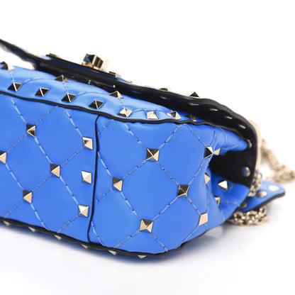 Valentino Garavani Calfskin Micro Rockstud Spike Shoulder Bag Blue Fluo 9 of 9