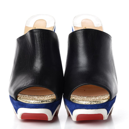 Christian Louboutin Nappa Suede Mulacramp 140 Sandals 38 Black Blue 2 of 12