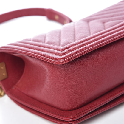Chanel Caviar Chevron Quilted Medium Boy Flap Red 11 of 12