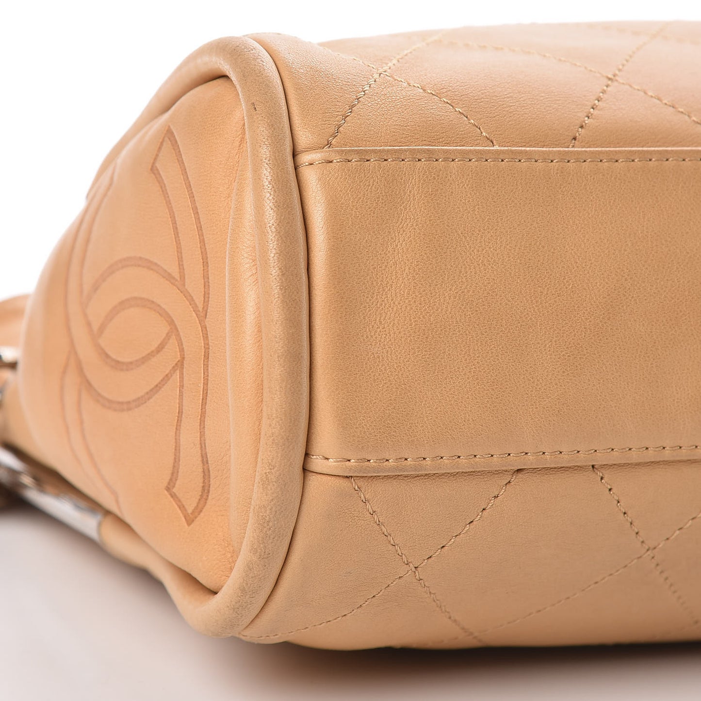 Lambskin Stitched Medium Ultimate Soft Tote Beige