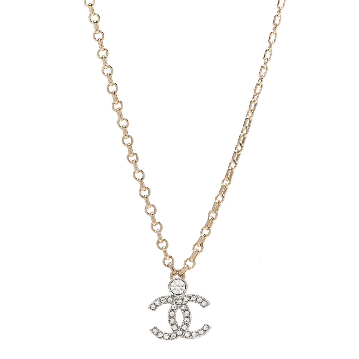 Crystal CC Pendant Necklace Gold Silver