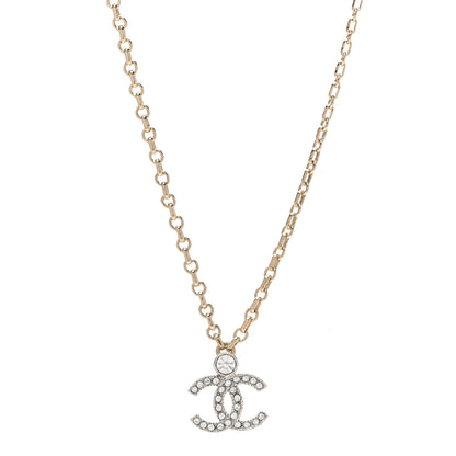 Chanel Crystal CC Pendant Necklace Gold Silver 1 of 6