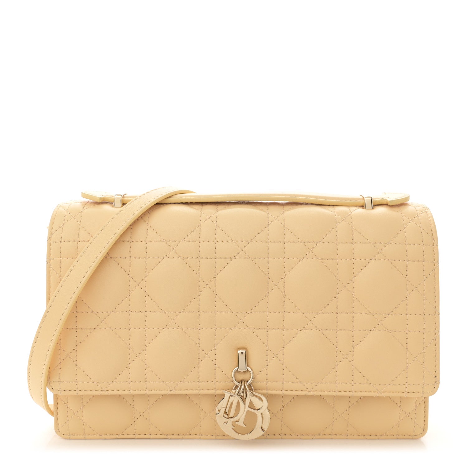 Christian Dior Lambskin Cannage My Dior Top Handle Bag Yellow 1 of 11