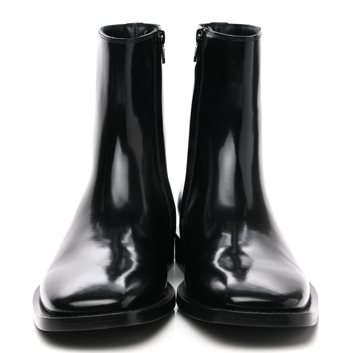 Polished Calfskin Rim Boots 39 Black