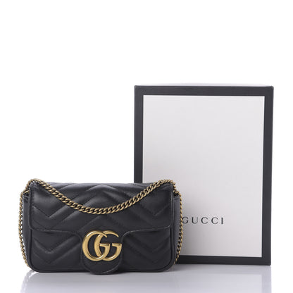 Gucci Calfskin Matelasse Super Mini GG Marmont Shoulder Bag Black 10 of 10