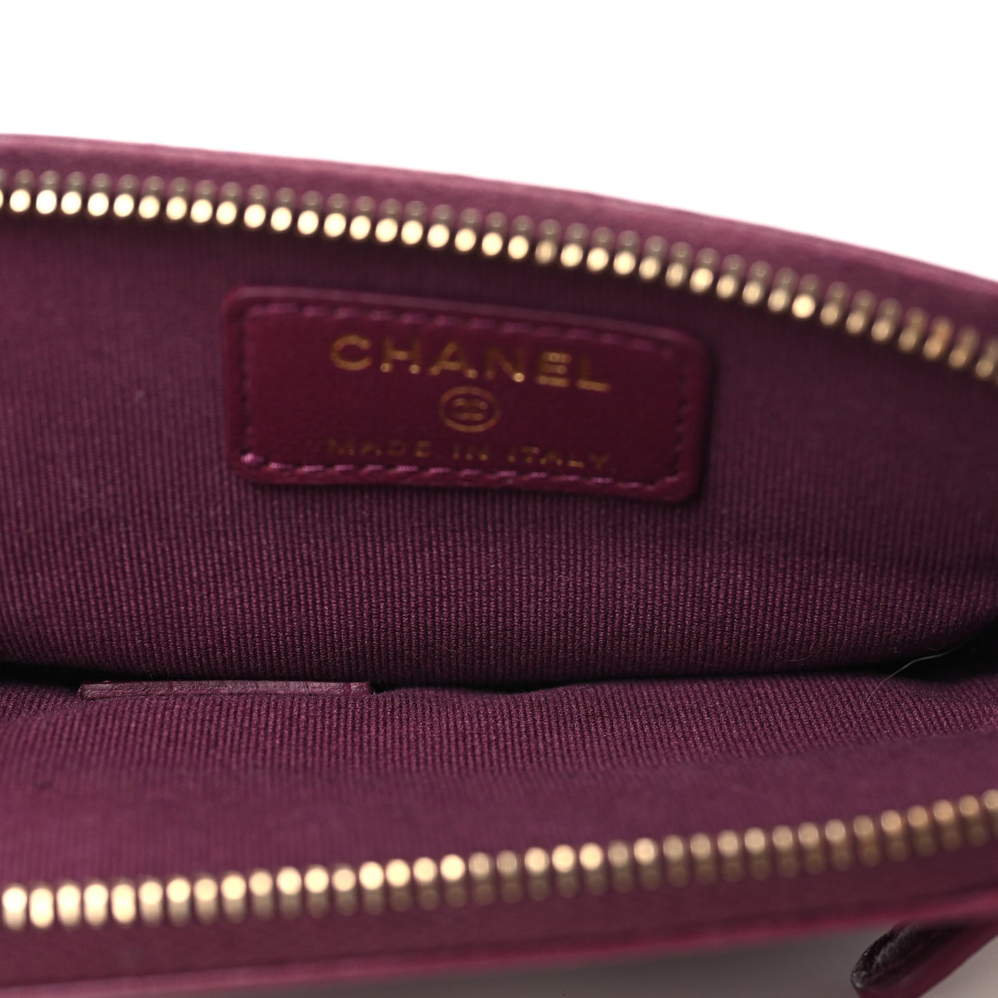 Lambskin Quilted Zip Card Holder Wallet Dark Purple