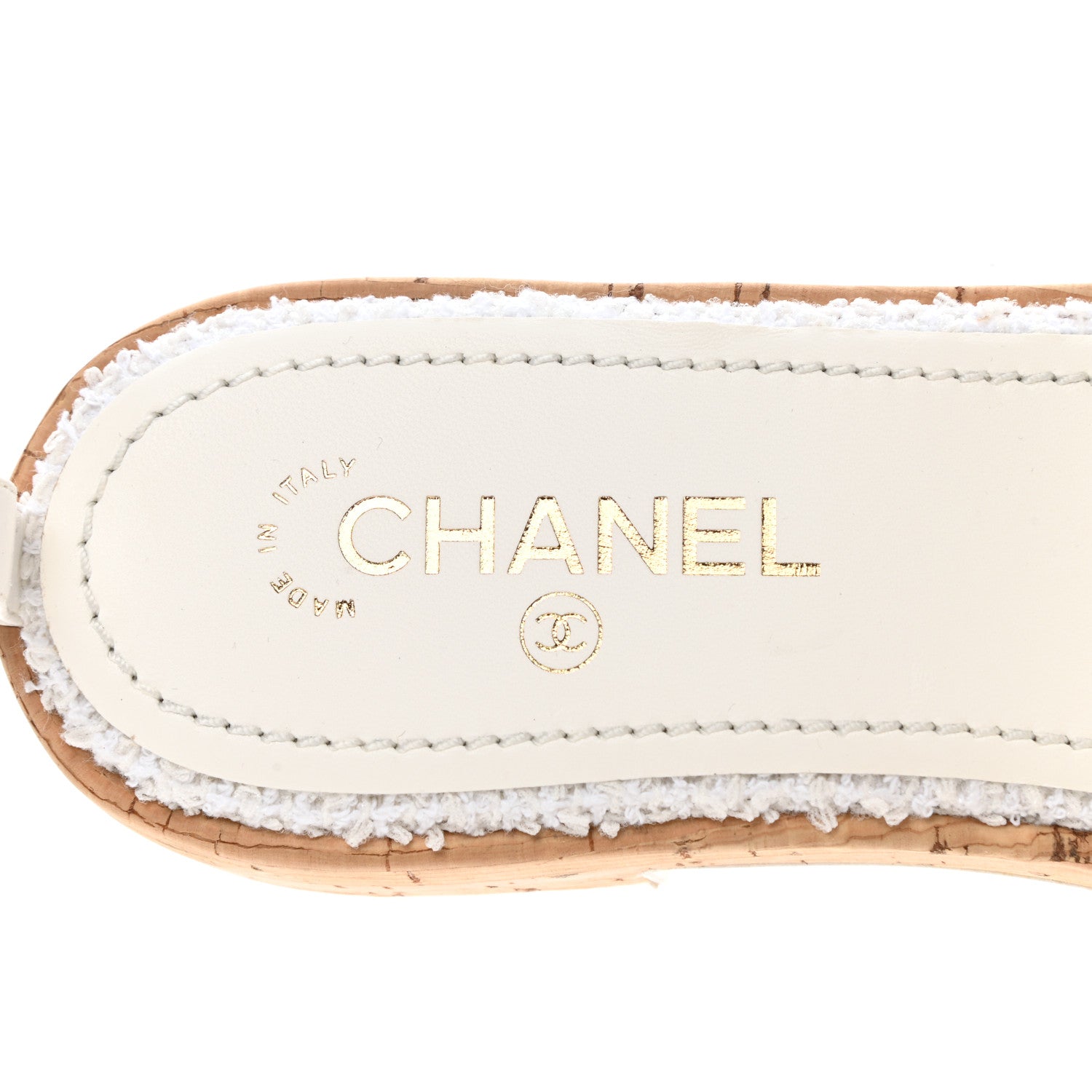 Chanel Tweed Cork CC Chain Mule Sandal 41 White 7 of 9