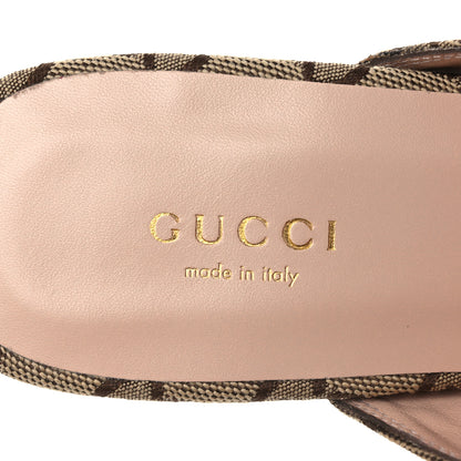 Gucci Crystal Canvas GG Monogram Nappa Womens Princetown Slippers 37.5 Beige Ebony New Acero 9 of 11