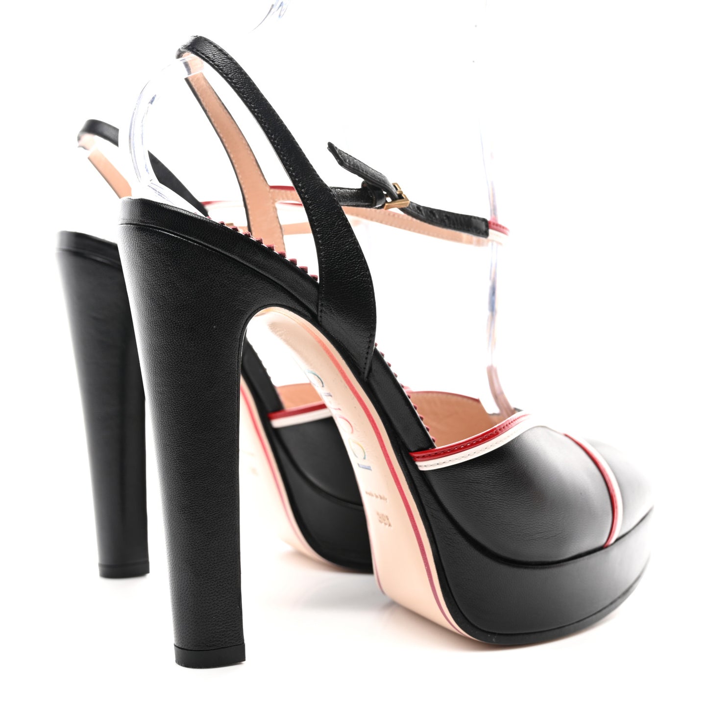 Malaga Kid Soft Patent Platform Pumps 39.5 Black Hibiscus Red Great White