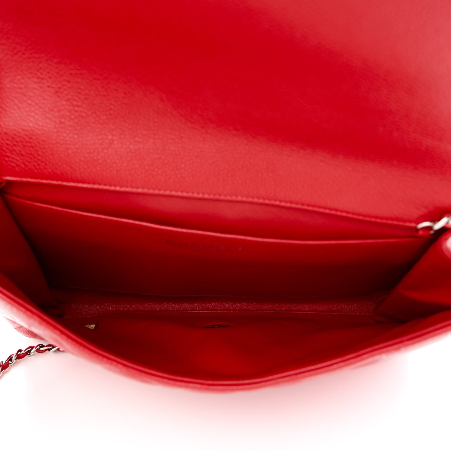 Chanel Caviar Quilted Clutch With Chain Flap Red 5 of 11