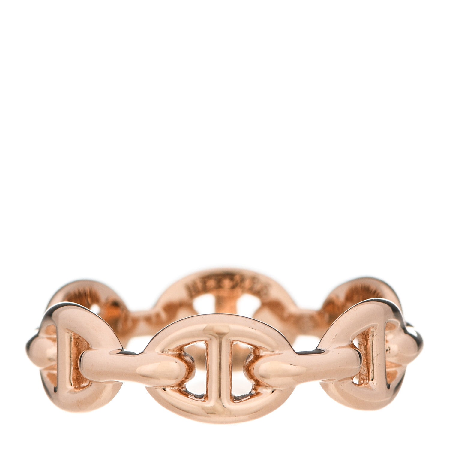Hermes 18K Rose Gold PM Chaine D'Ancre Enchainee Ring 51 5.75 1 of 5