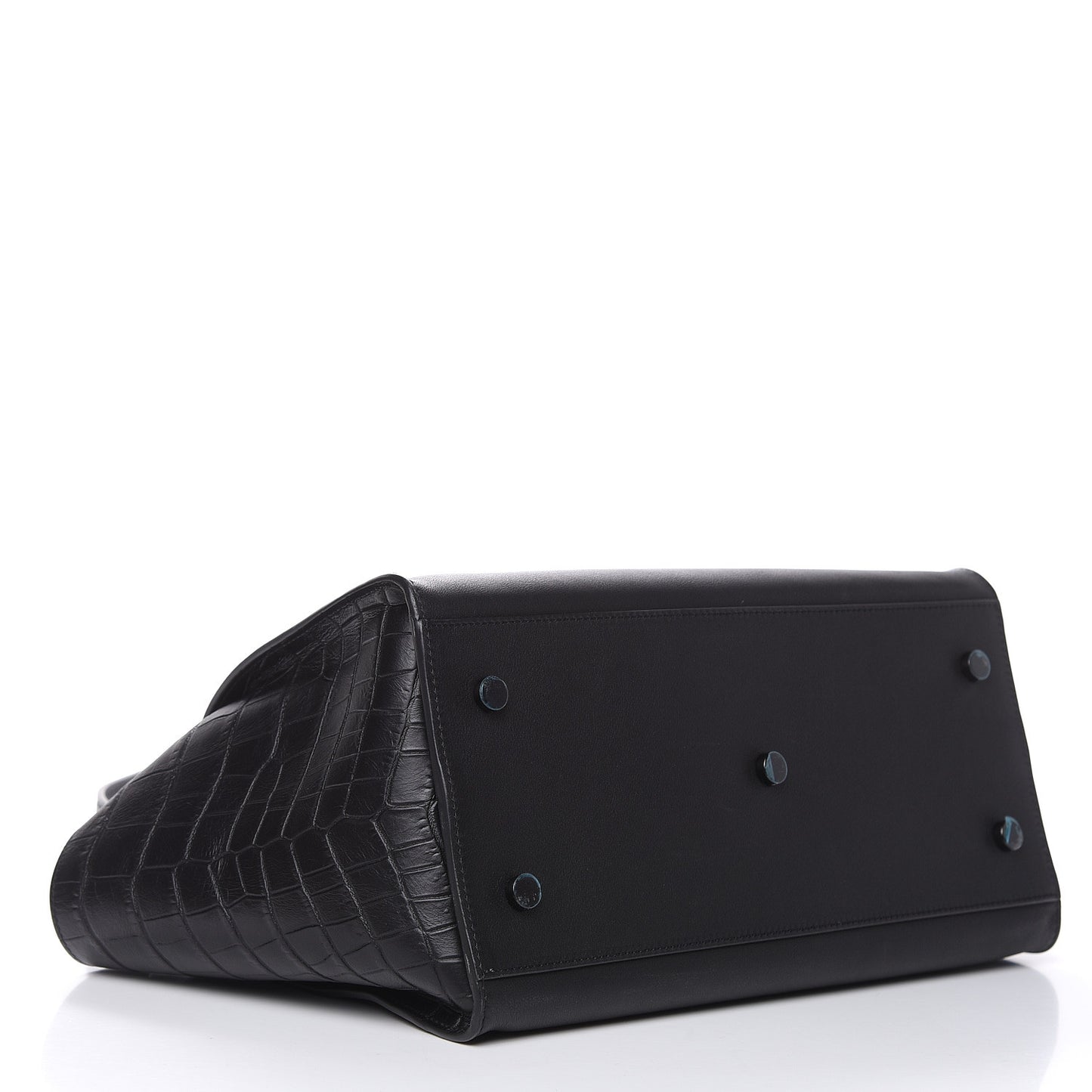 Smooth Calfskin Crocodile Embossed Small Monogram Downtown Cabas Black