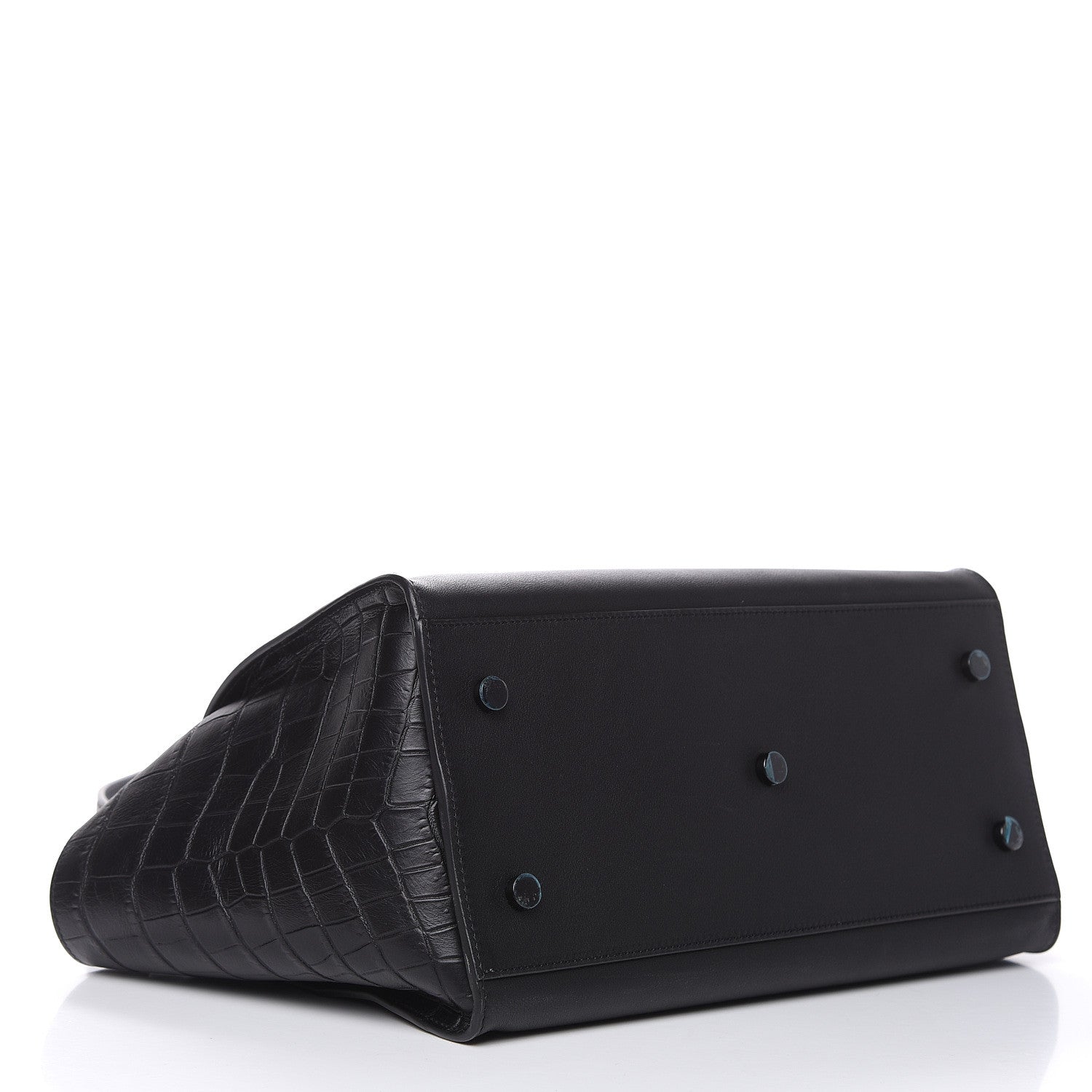 Saint Laurent Smooth Calfskin Crocodile Embossed Small Monogram Downtown Cabas Black 4 of 8