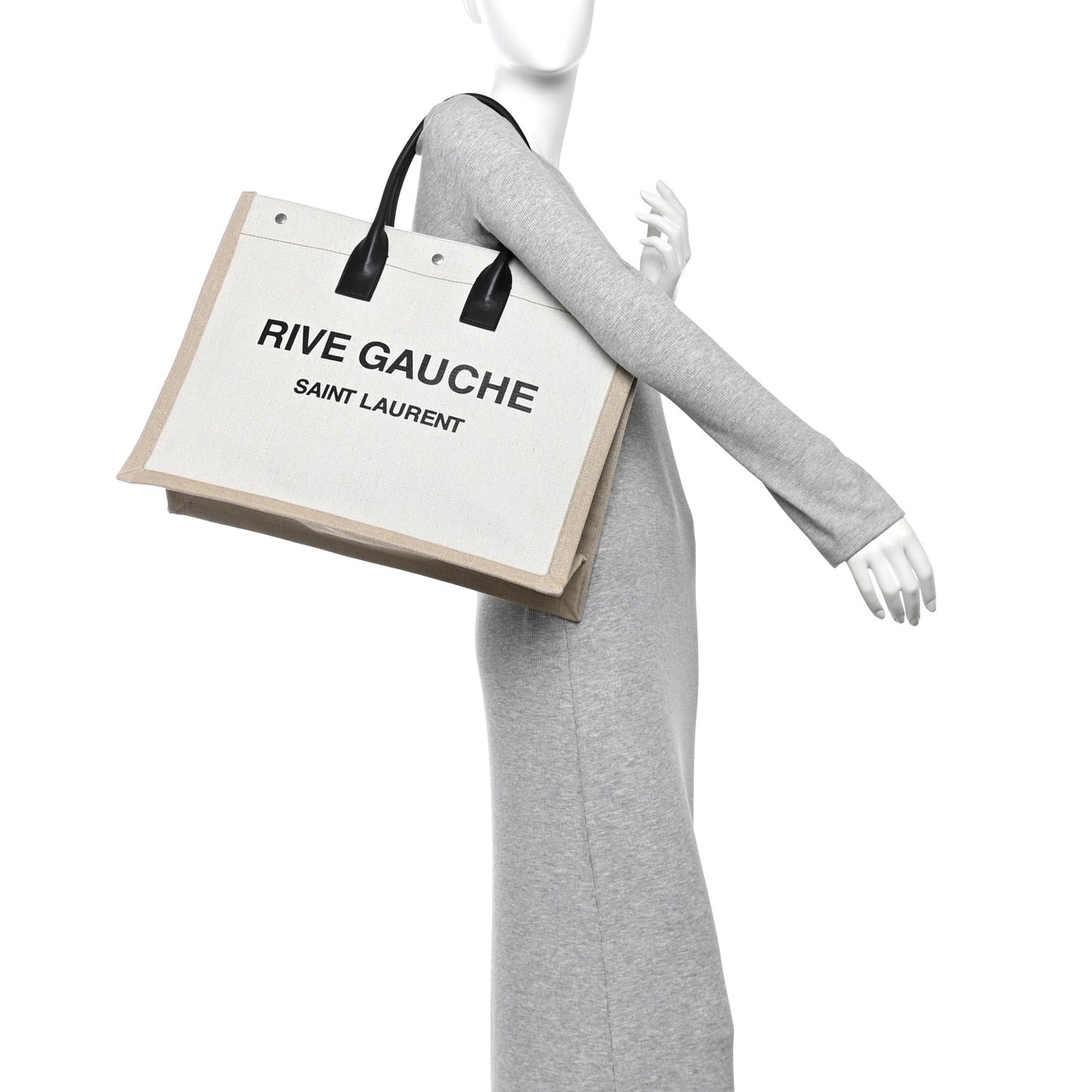Linen Calfskin Rive Gauche Tote Optic White