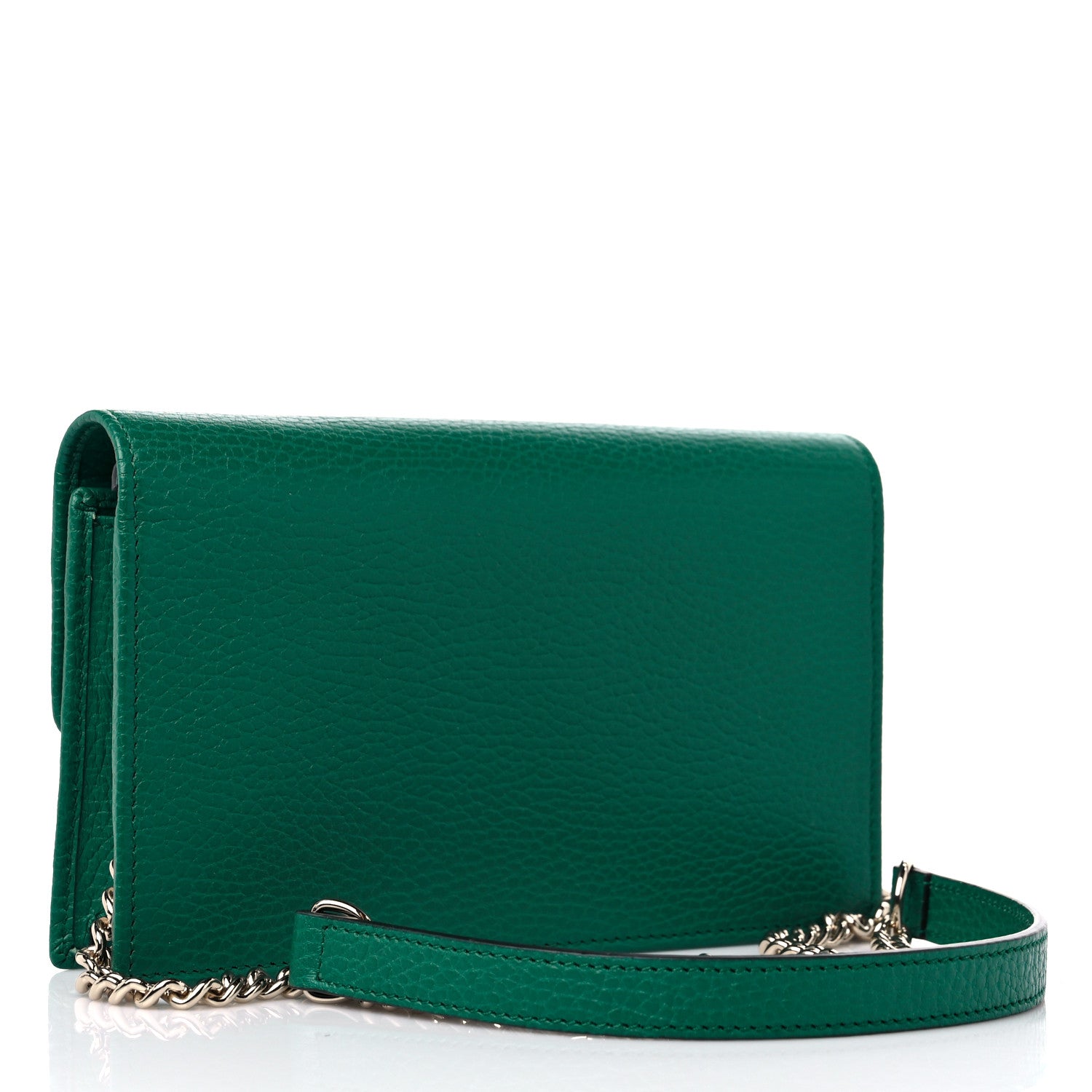 Gucci Dollar Calfskin Interlocking G Chain Wallet Emerald 2 of 9