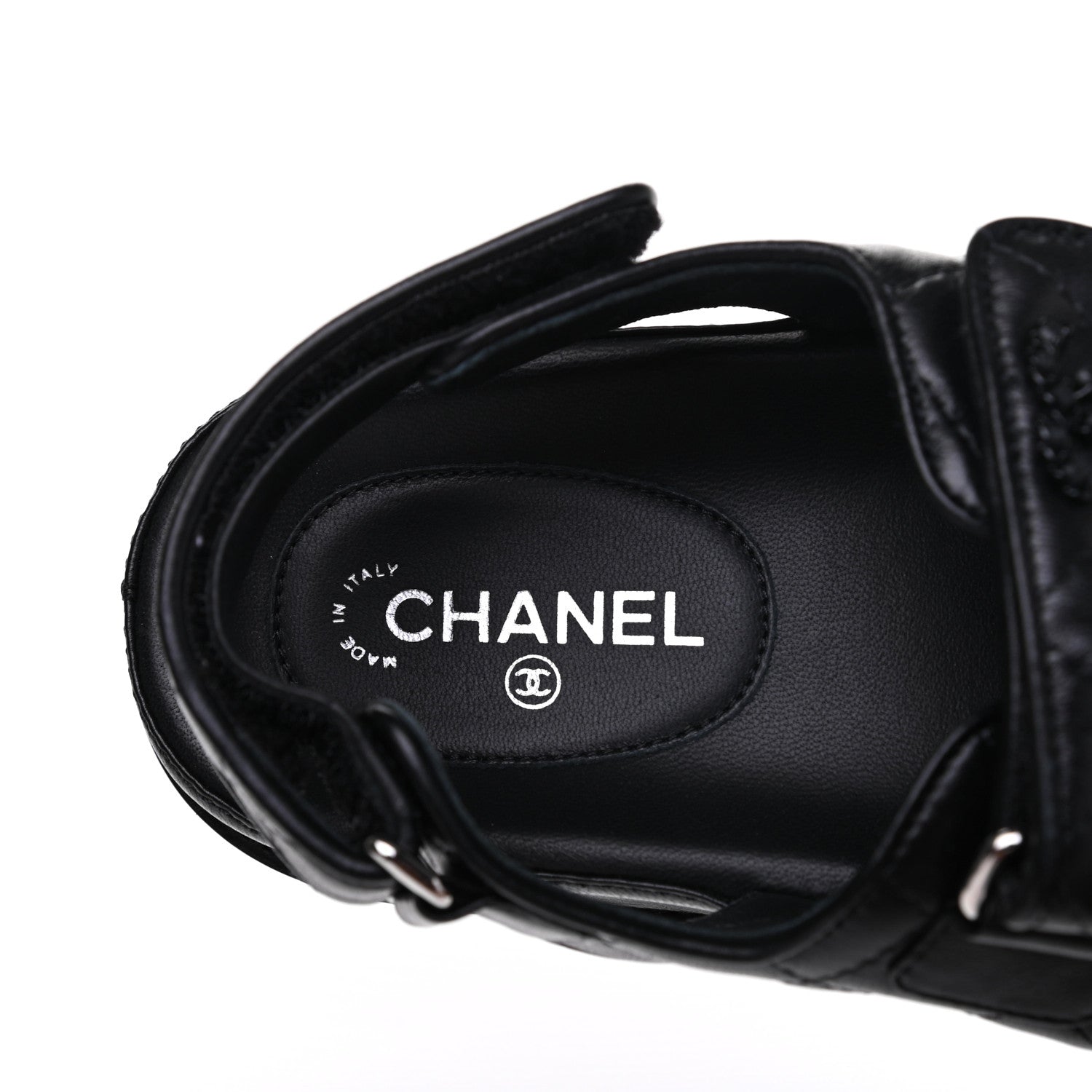 Chanel Lambskin Velcro Dad Sandals 35 Black 7 of 9