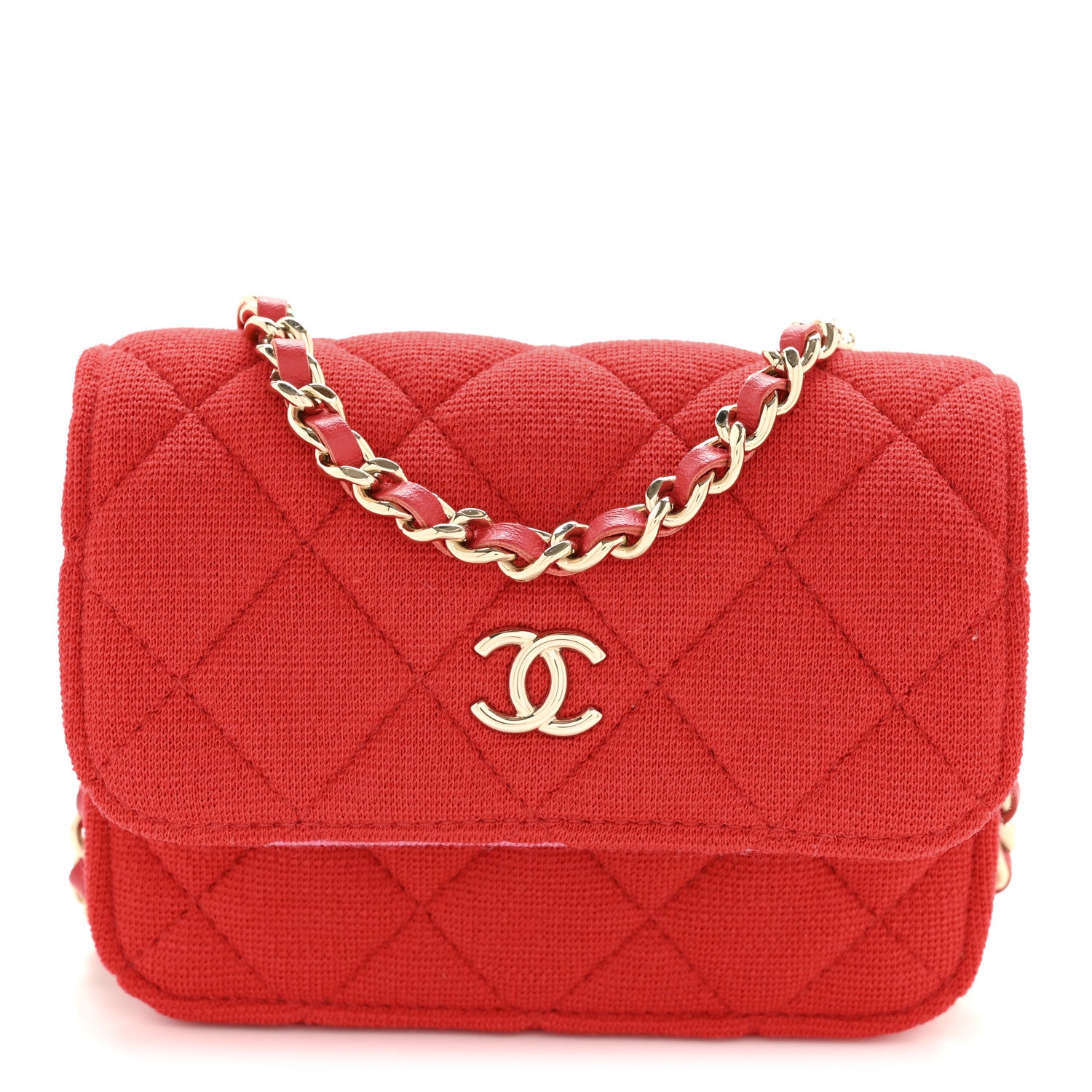Chanel Jersey Quilted Micro Mini Flap Red 1 of 11