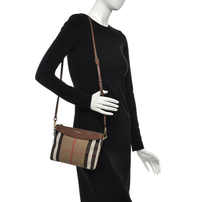 Burberry House Check Derby Peyton Crossbody Clutch Bag Tan 2 of 8