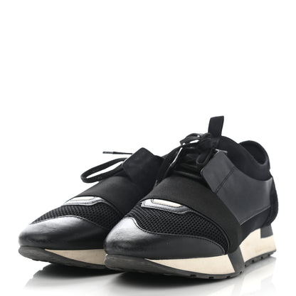 Balenciaga Mesh Calfskin Neoprene Suede Womens Race Runner Sneakers 40 Black 3 of 21