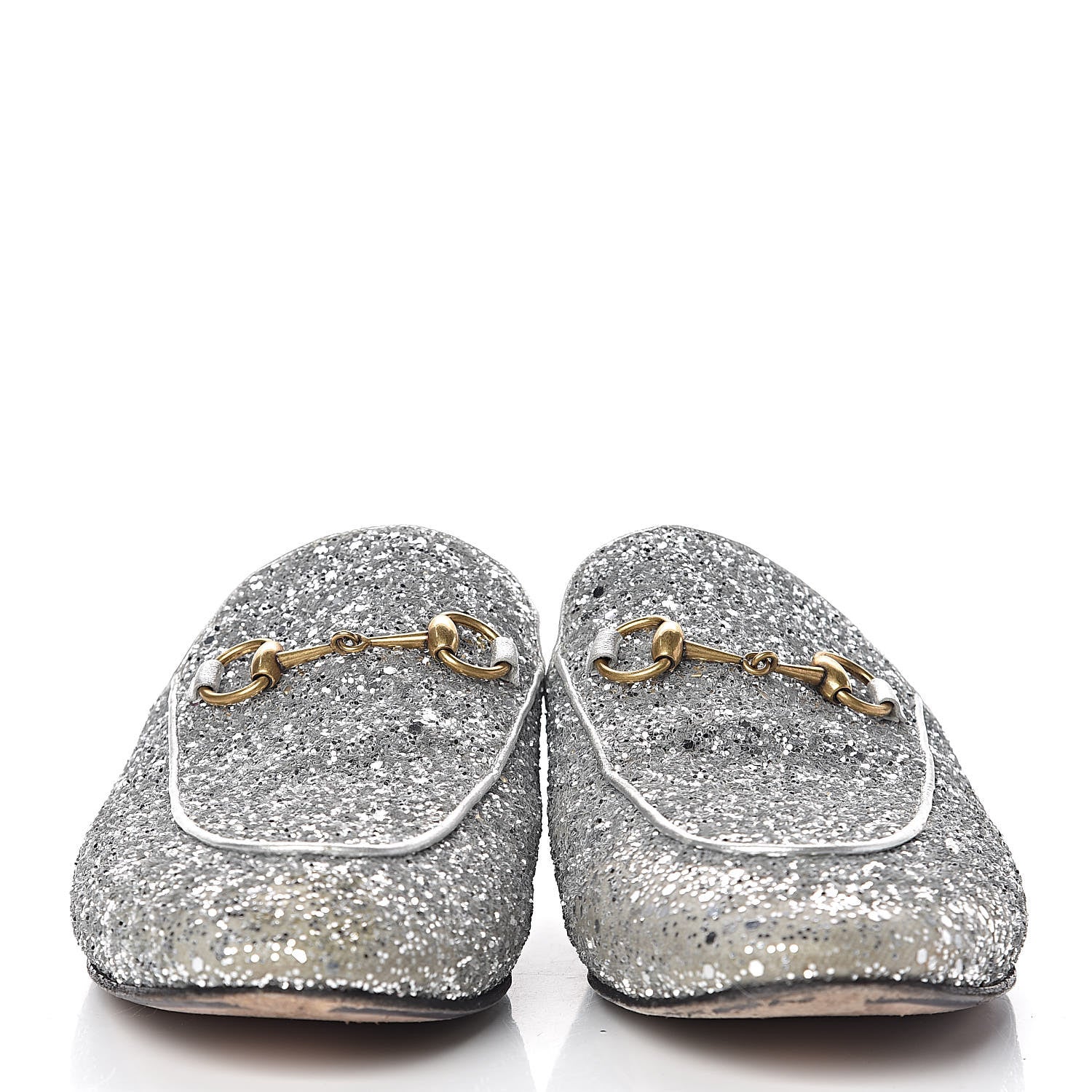 Gucci Glitter Womens Princetown Slippers 39 Silver 2 of 15