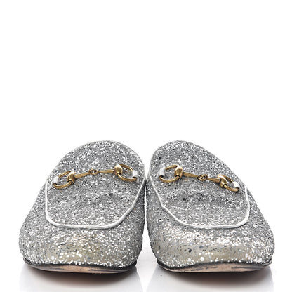 Gucci Glitter Womens Princetown Slippers 39 Silver 2 of 15