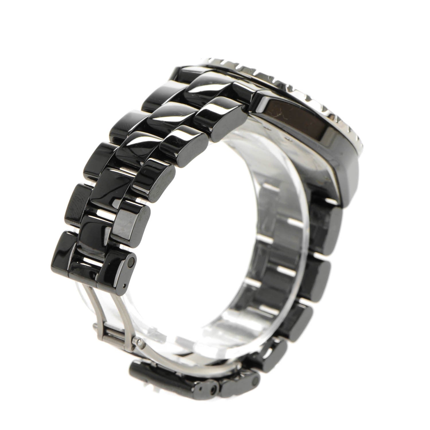 Chanel Stainless Steel Ceramic Diamond 38mm J12 Automatic Watch Black 6 of 7