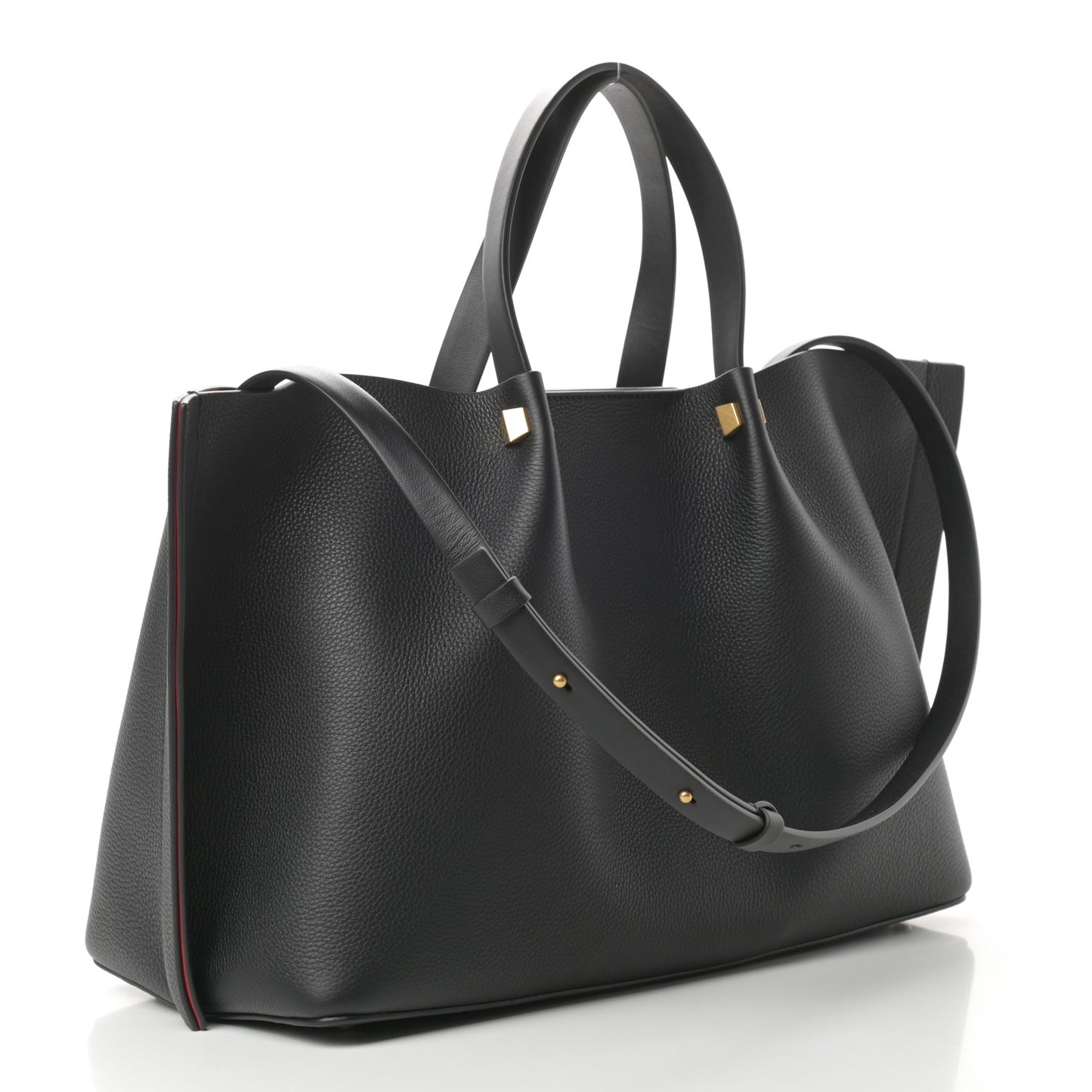 Grainy Calfskin Medium VLogo Escape Shopper Black