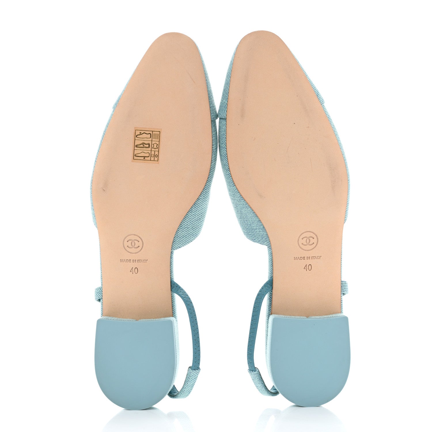 Chanel Denim Cap Toe CC Slingback Flats 40 Blue 5 of 8