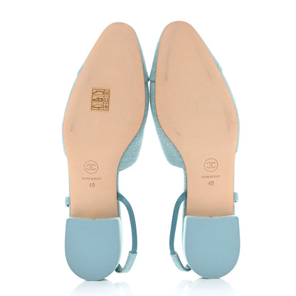 Chanel Denim Cap Toe CC Slingback Flats 40 Blue 5 of 8
