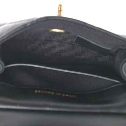 Chanel Calfskin Quilted Lady Handle Flap Card Holder With Chain Black 4 of 4