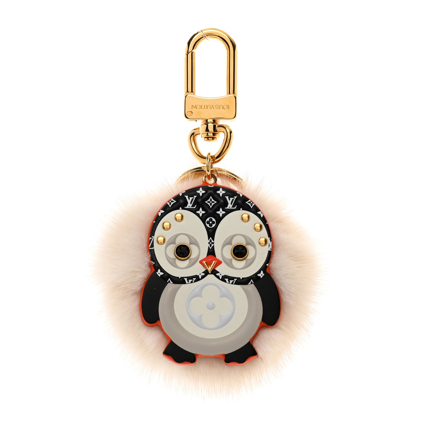 Louis Vuitton Calfskin Mink Fur Penguin Bag Charm Key Holder 1 of 3