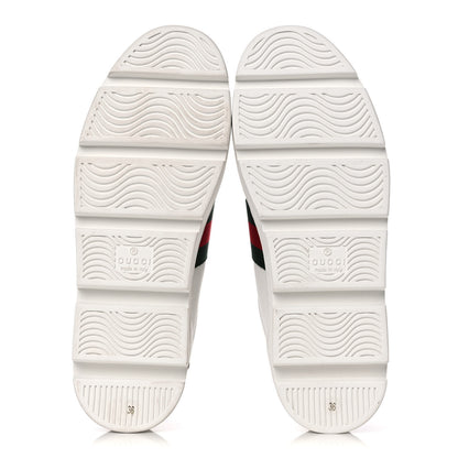 Gucci Calfskin Web Bee Embroidered Womens Ace Platform Sneakers 36 White 6 of 10