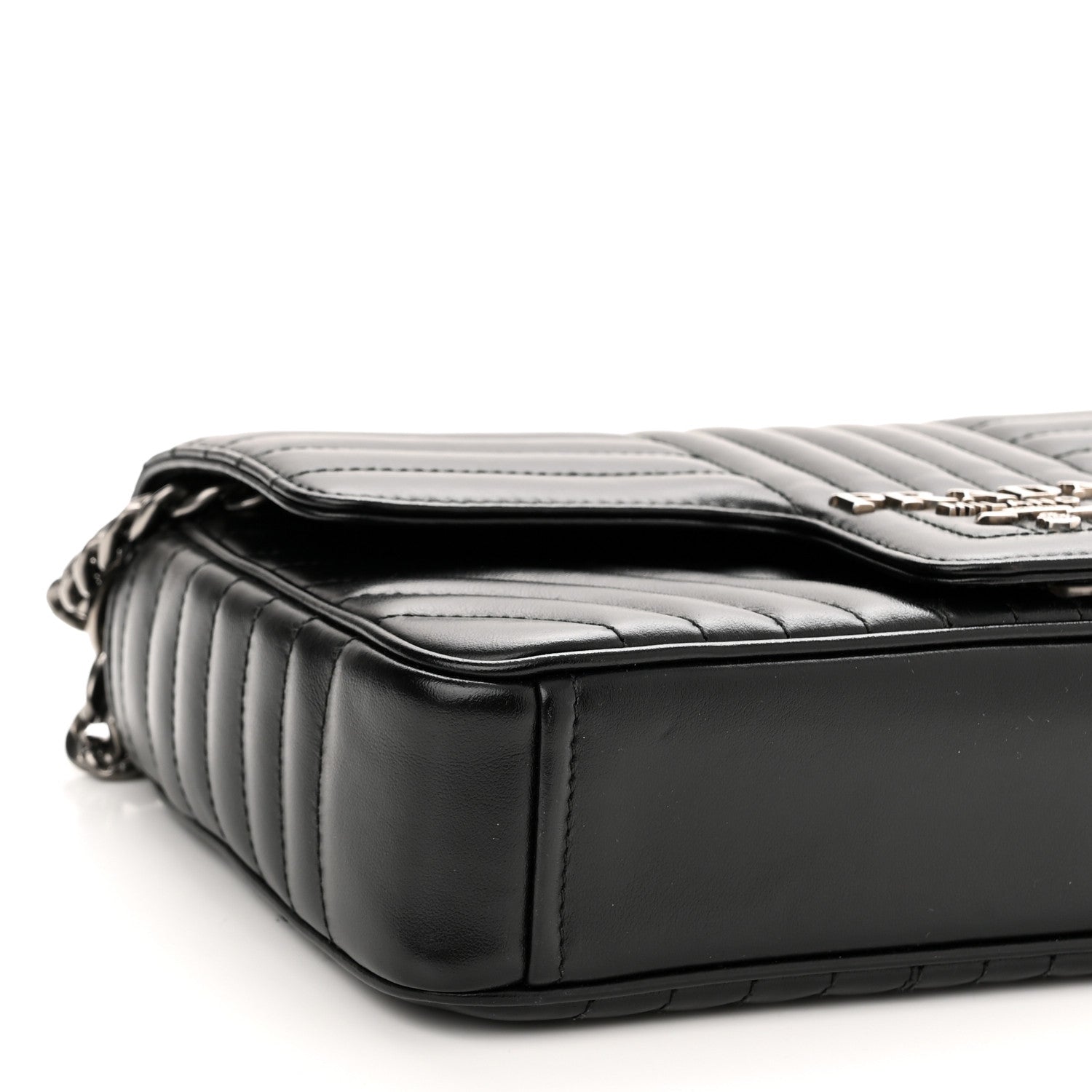 Prada Soft Calfskin Impunture Diagramme Medium Chain Flap Shoulder Bag Black 8 of 9
