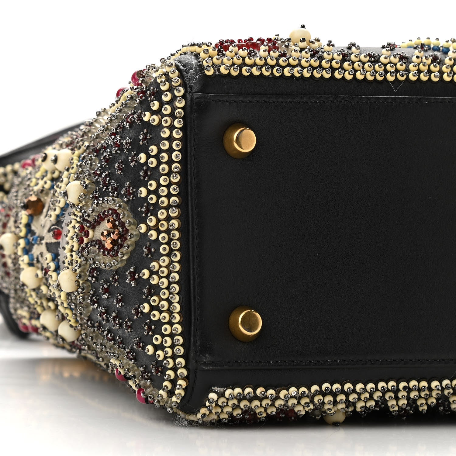 Christian Dior Calfskin Beaded Medium Lady Dior Black Multicolor 8 of 10