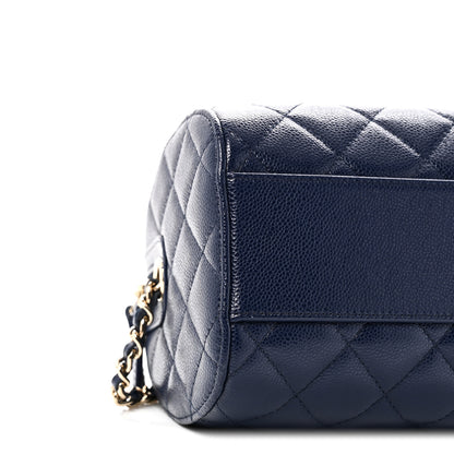 Chanel Caviar Quilted Barrel Clutch With Chain  Navy 9 of 11