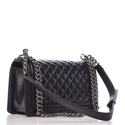 Chanel Lambskin Quilted Medium Boy Flap Black 3 of 13