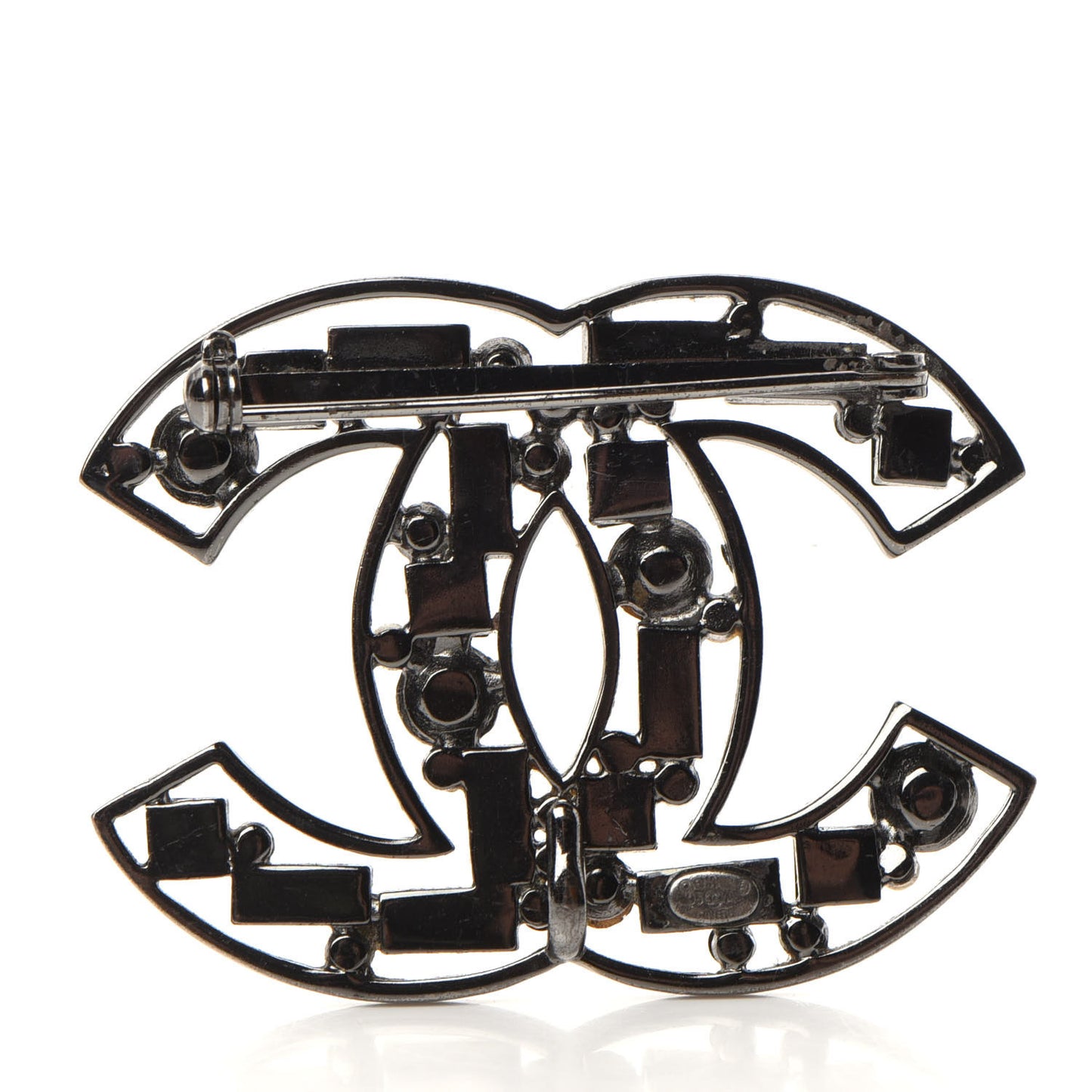 Ruthenium Pearl Crystal CC Brooch