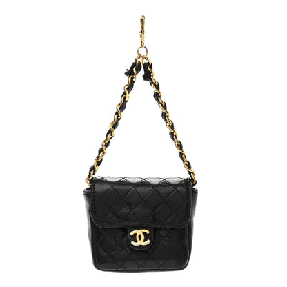 Chanel Lambskin Micro Quilted Mini Pouch Bag Charm Keychain Black 1 of 6