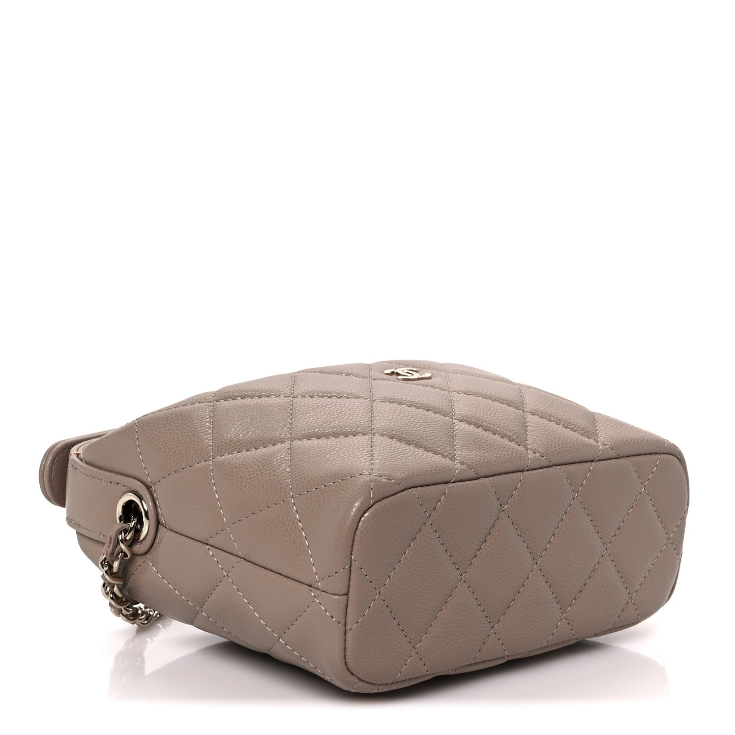 Caviar Quilted Hobo Clutch With Chain Beige