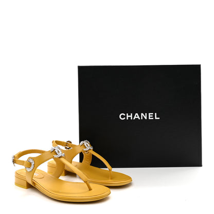 Chanel Lambskin CC Leaf Thong Sandals 36 Yellow 10 of 10