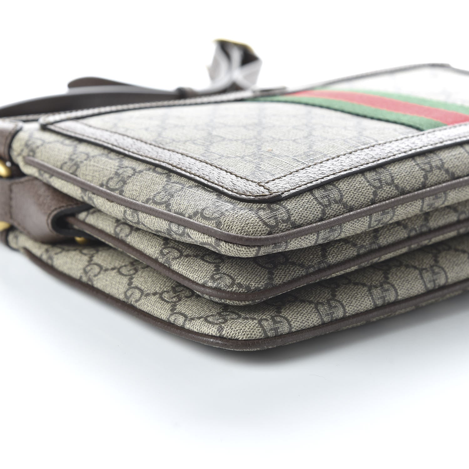 Gucci GG Supreme Monogram Web Medium Ophidia Shoulder Bag Beige New Acero 6 of 11