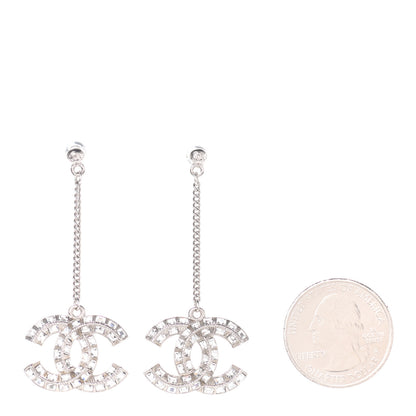 Chanel Baguette Crystal CC Drop Earrings Silver 2 of 4