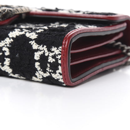 Gucci Tweed GG Monogram Mini Dionysus Chain Wallet Black White Romantic Cherry 9 of 9