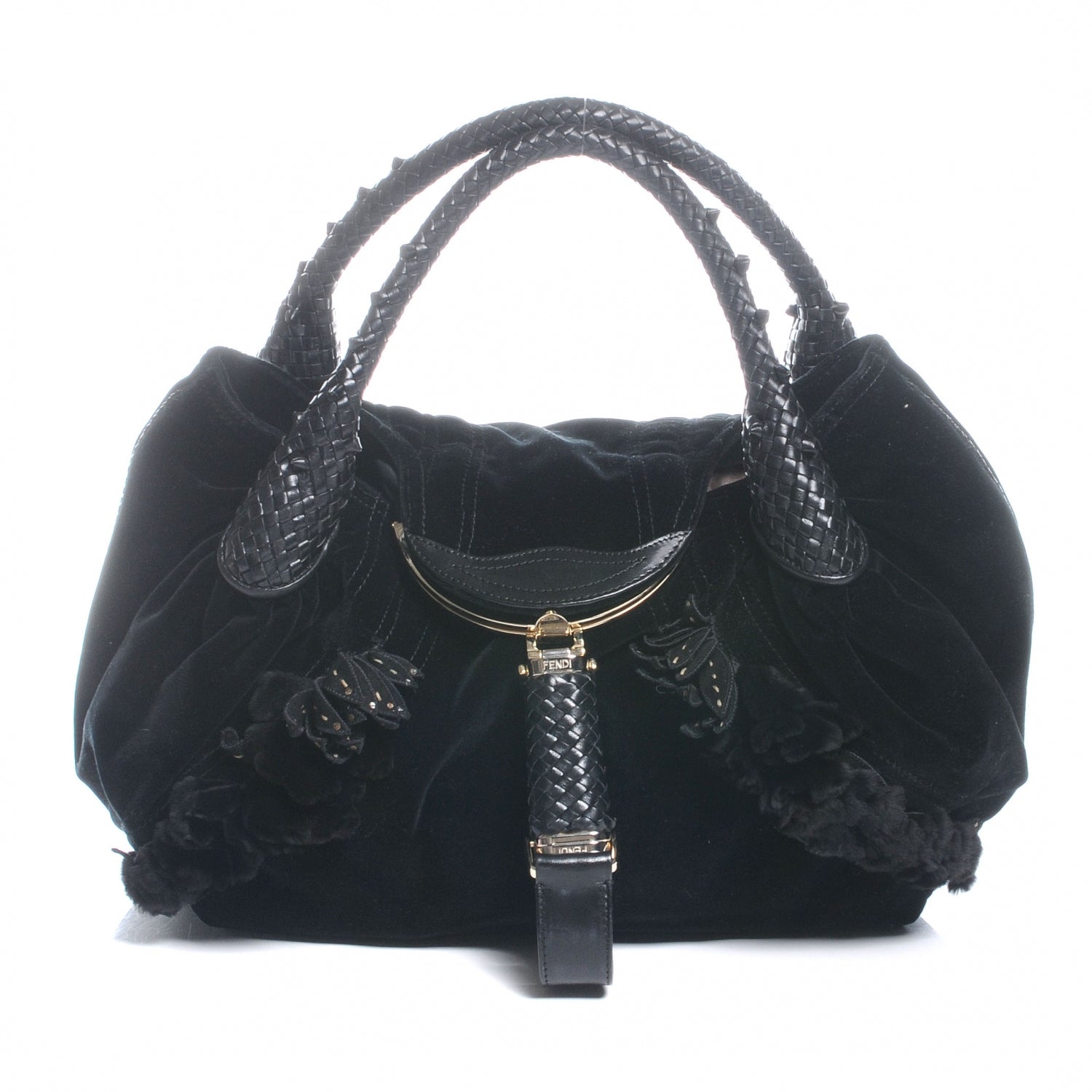 Fendi Velvet Rabbit Fur Wisteria Spy Black 1 of 8